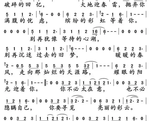 不必太在意简谱-童安格演唱-孙世彦曲谱