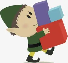 抱着盒子的可爱小人走路