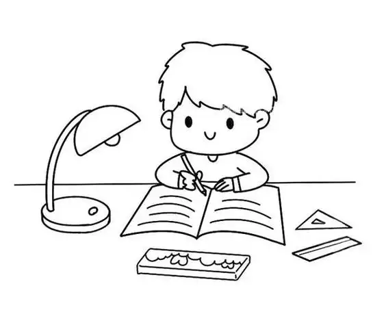 看书简笔画教程正在看书的卡通小朋友简笔画儿童画图片免抠矢量素材