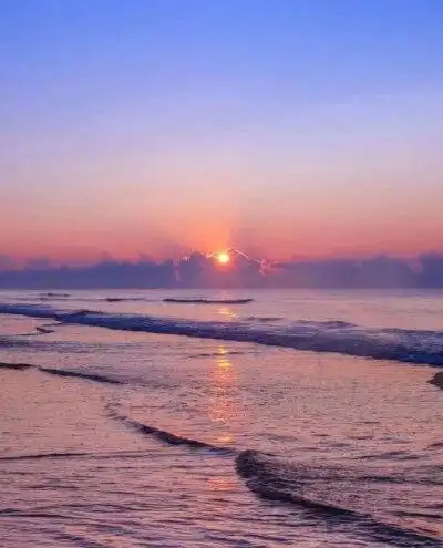 美景 太阳 流行 夕阳 粉色 橙色 好看 漂亮 蓝色 壁纸 qq微信背景