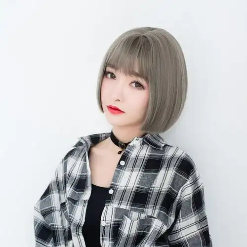 假发女短发bobo头波波头韩国齐肩短直发自然逼真帅气齐刘海假发套-t