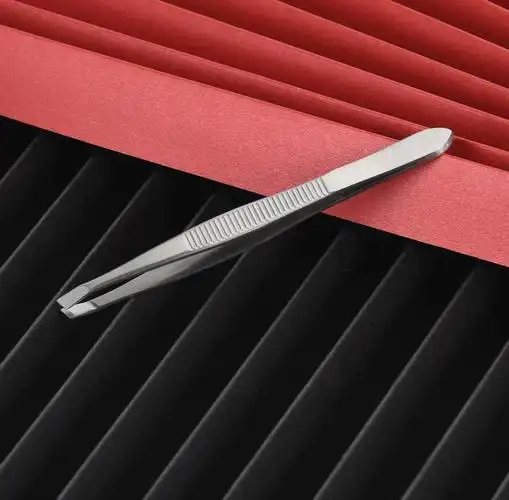 眉夹不锈钢修理眉毛斜口镊子横纹拔毛夹子美妆工具可加工定制