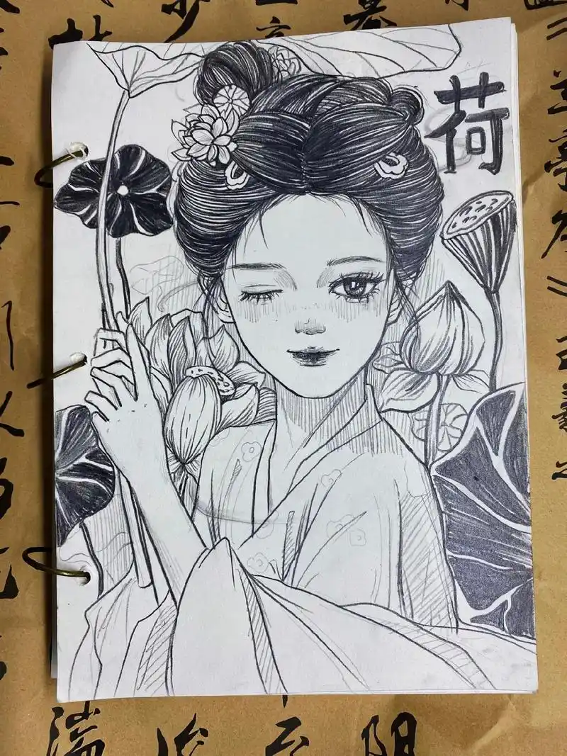 常记溪亭日暮,沉醉不知归路.#手绘 #古风人物绘画 #铅笔稿 - 抖音