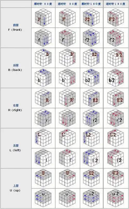 魔方字母代表的转向