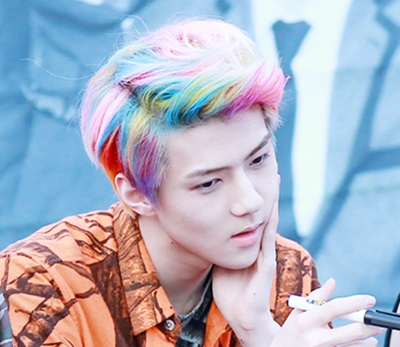 【图】吴世勋七彩头发帅图赏析 mama大赏与yg山脉汇合