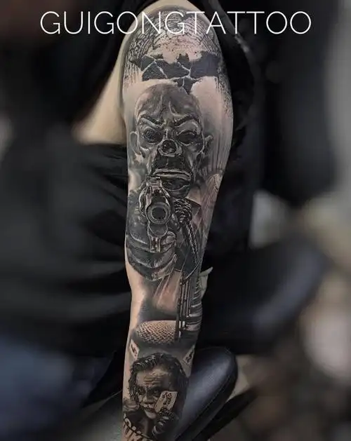 花臂外侧纹身图片_手臂欧美写实纹身图案