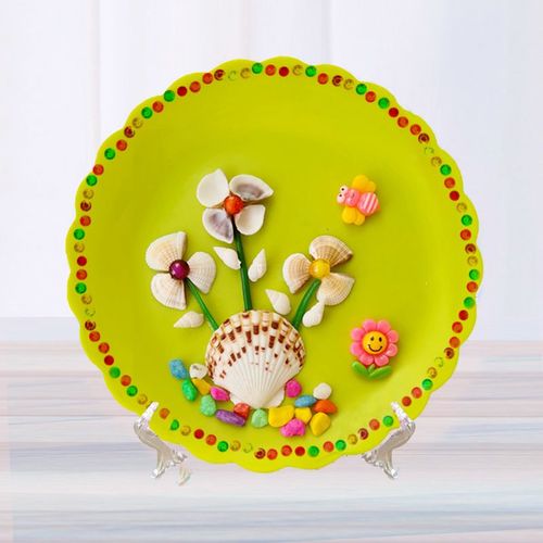 儿童diy天然海螺贝壳粘贴画幼儿园盘子画创意益智手工制作材料包