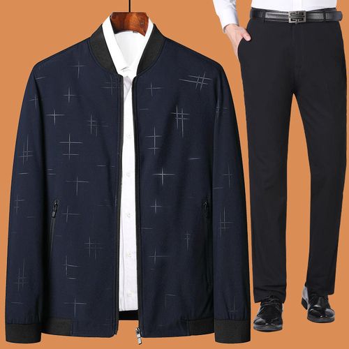 适合40岁50岁60岁中老年男人穿的爸爸冬装夹克外套装秋冬款中年男加绒