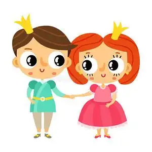 卡通王子和公主牵手,可爱的矢量人物玩具卡通动漫人物