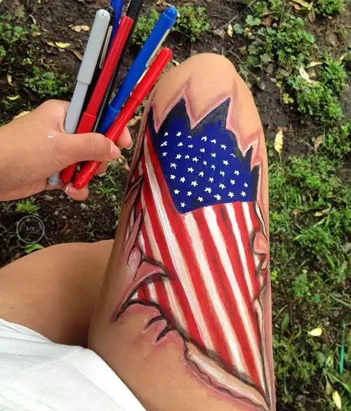 赏析|画在大腿上的立体彩绘