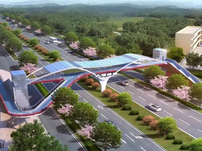 人行天桥 跨街景观天桥 景观方案 市政公园设计 桥梁_侘寂景观-站酷