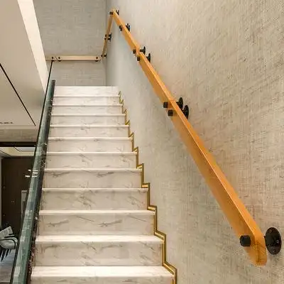 靠墙实木楼梯扶手室内老人阁楼防滑拉手幼儿园走廊栏杆室内木扶手