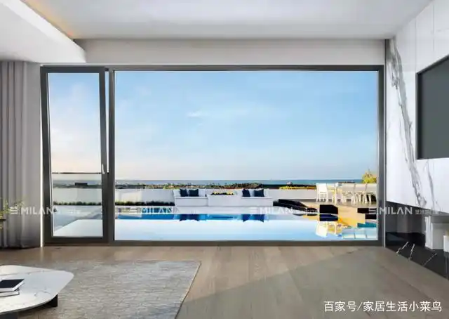 大面积落地玻璃窗,让视觉无限度拓展,整个空间变得通透明亮,窗外之景