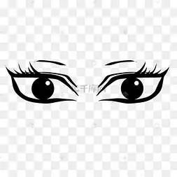 手绘黑色大眼素材图