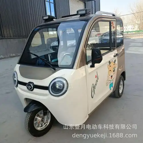 新款全封闭电动三轮车家用代步接送孩子方便成人四座带棚电瓶车