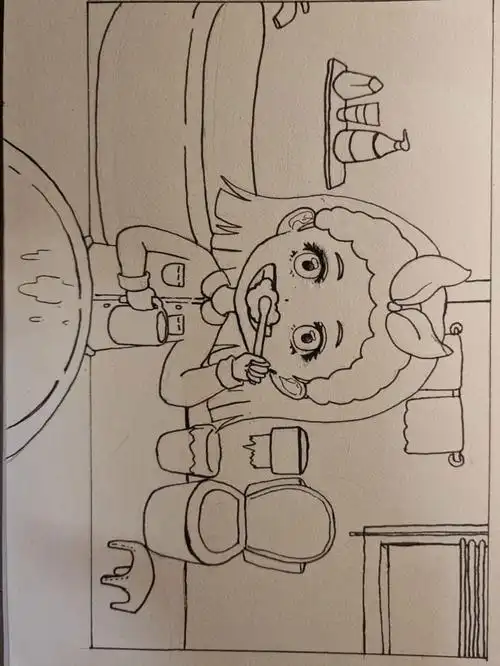 可爱的小女孩#简笔画  #儿童简笔画 #浴室 #宝宝爱刷牙