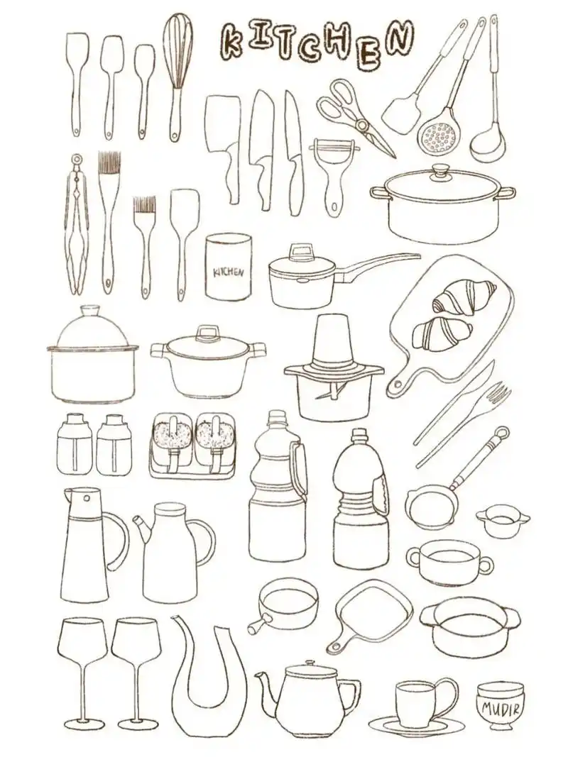 厨房用品简笔画