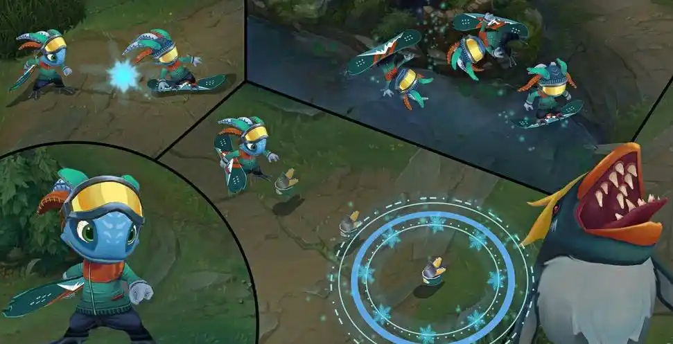 lol小鱼人冲浪皮肤曝光脚踏冲浪板大招的鲨鱼变成了企鹅