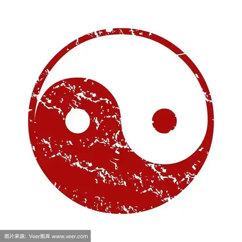 红色grunge道教标志