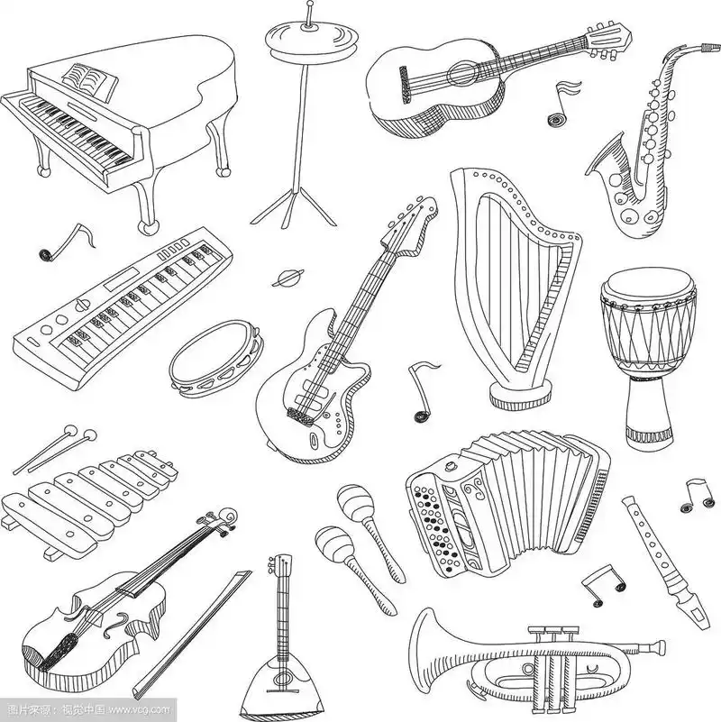 一套乐器-手绘