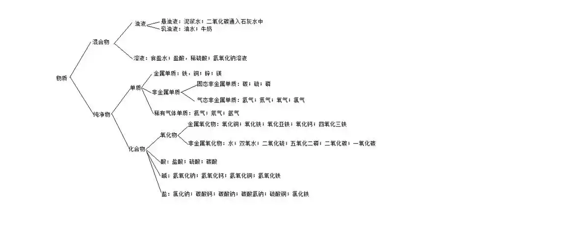 初中阶段化学物质分类.全部的 详细一点