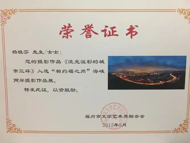 2015年度我的摄影获奖证书