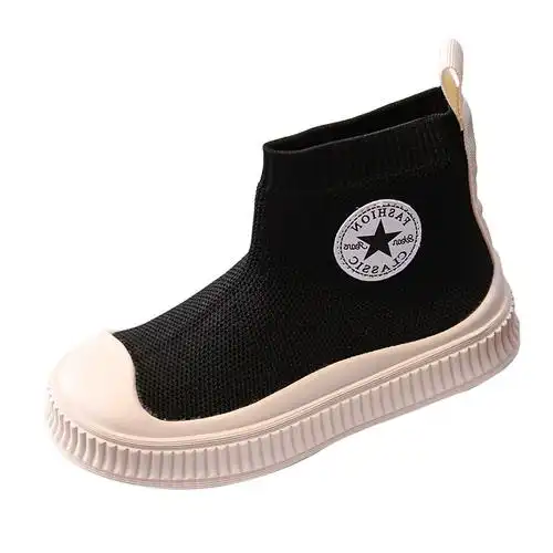 鞋2023春秋季子男童靴子女童透气马丁靴女孩袜靴潮新款儿童袜子鞋