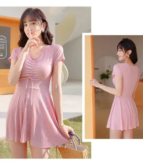 春夏新款2021女士温泉游泳衣韩版时尚泡温泉裙式两件套女士分体泳装