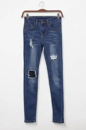 《清仓特价》破洞贴布牛仔裤