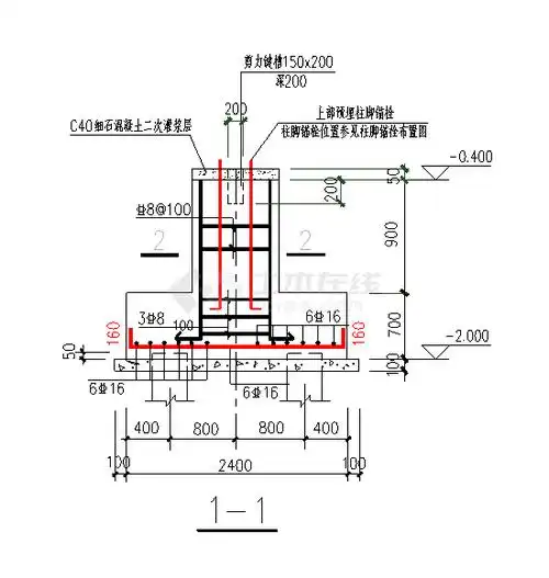 某钢框架厂房三桩承台节点详图
