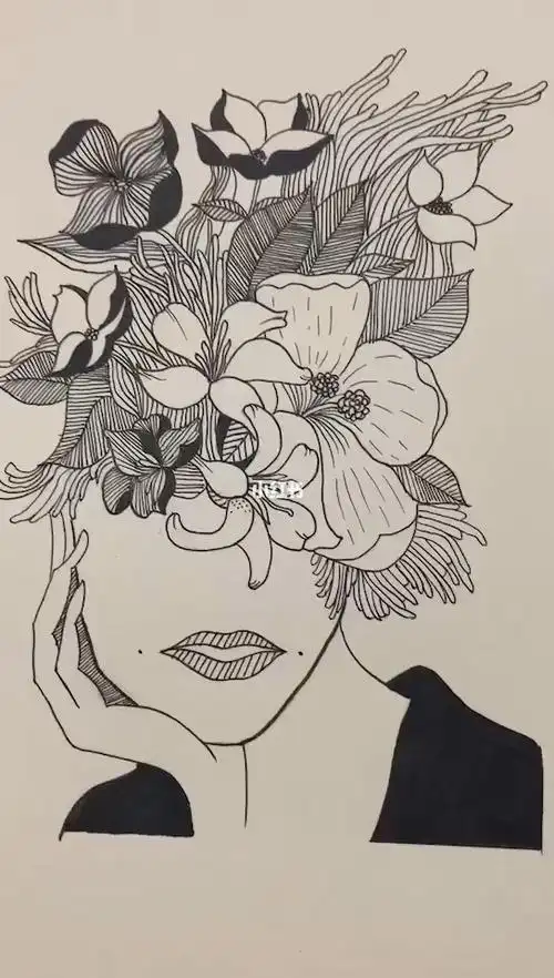 绘画|黑白人物线条画