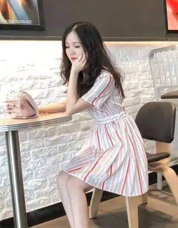 邻家女孩145cm矮小个子女装150cm 显高娇小xxs加小码短袖条纹衬衫