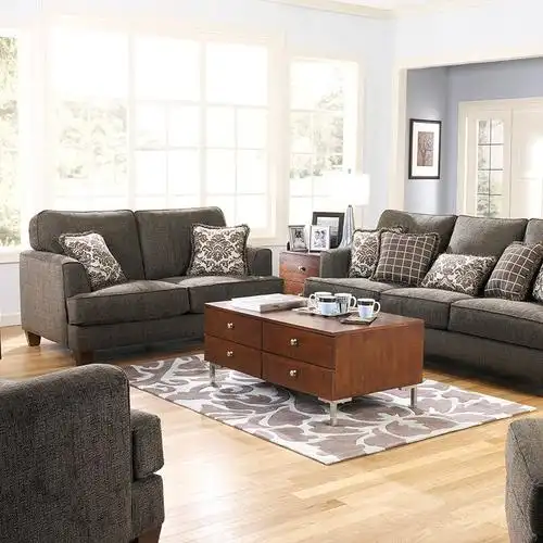 ashley 爱室丽 美式现代简约 客厅布艺沙发3 2 1 整装配靠垫10500