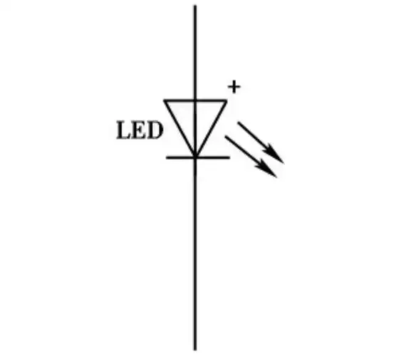 图1-31 单色发光二极管符号时需串接合适的限流电阻.