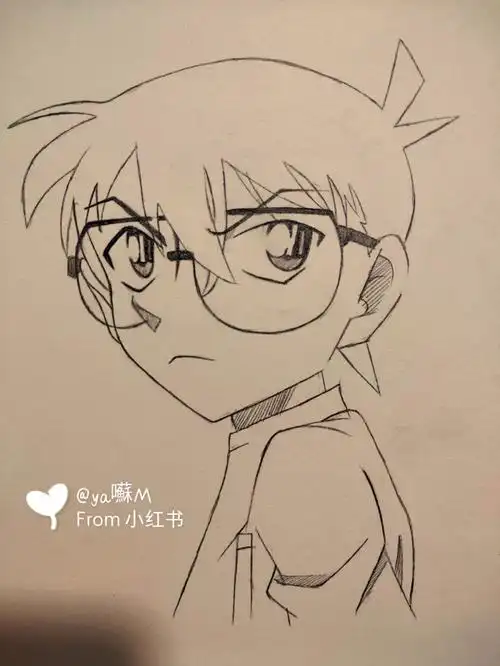 名侦探柯南江户川柯南简笔画过程