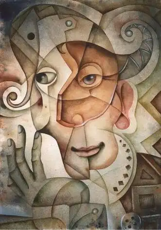 淡彩手工填充减压数码手绘画 毕加索作品三大芬油画黑白人物抽象画画