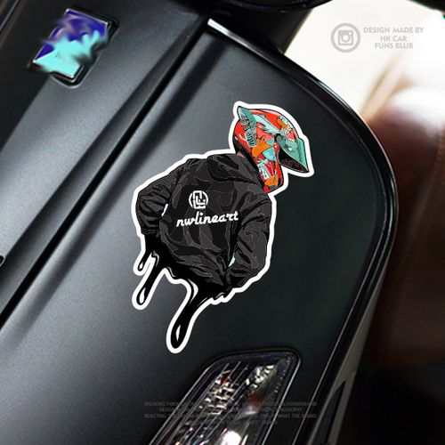 个性骑士背影卡通反光车贴创意汽车后窗贴花摩托电动车装饰贴纸