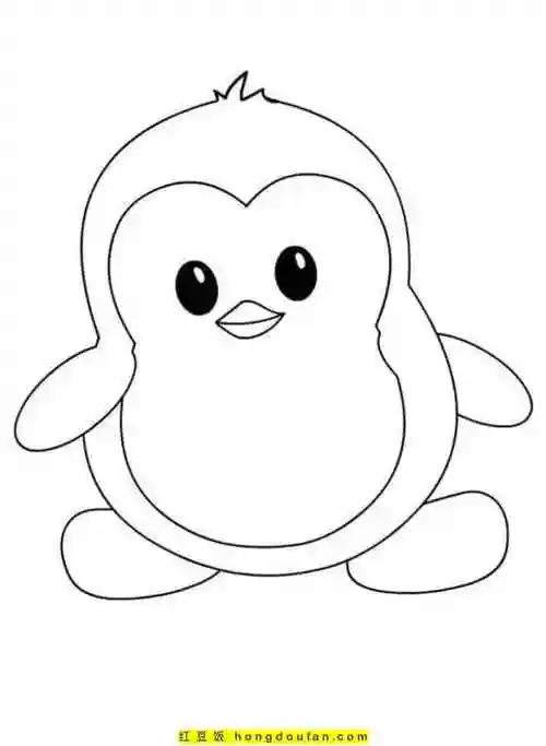 12张有趣的可爱的卡通企鹅涂色简笔画-红豆饭小学生简笔画大全