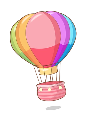 七夕炫彩粉色浪漫可爱卡通热气球