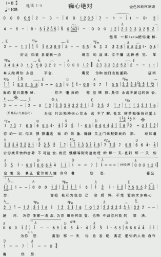 痴心绝对(《爱上痞子男》片头曲)_歌谱简谱_哆来咪123曲谱网