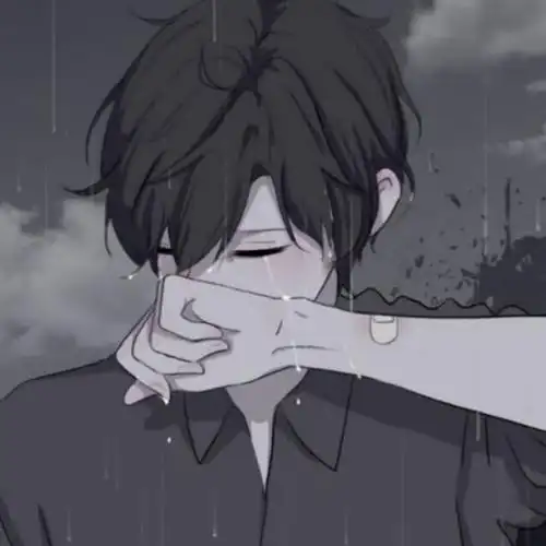 雨中黑白漫画失恋男生头像图片