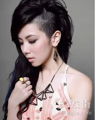 半剃头发型女生图片