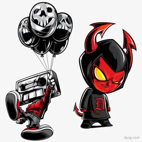 小恶魔和气球png素材透明免抠图片-装饰效果