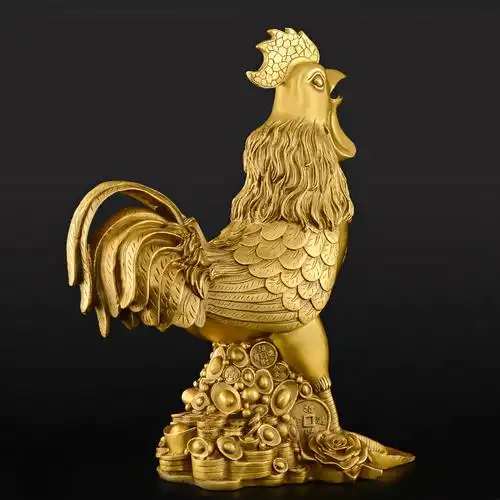 铜鸡摆件纯铜公鸡生肖工艺品招财鸡大小号家居摆件
