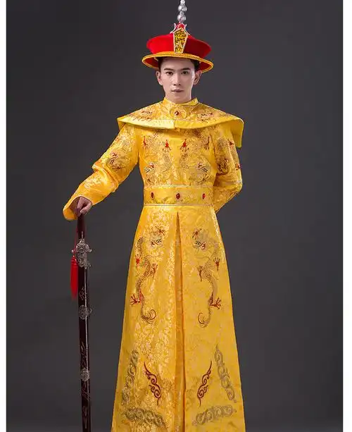 新款亮片汉武皇帝太子装古代长袖摄影服装唐装男士龙袍刺绣演出服