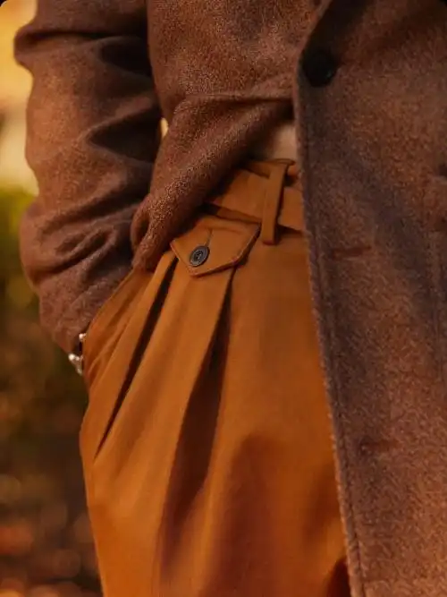 秋冬红金棕色男士穿搭