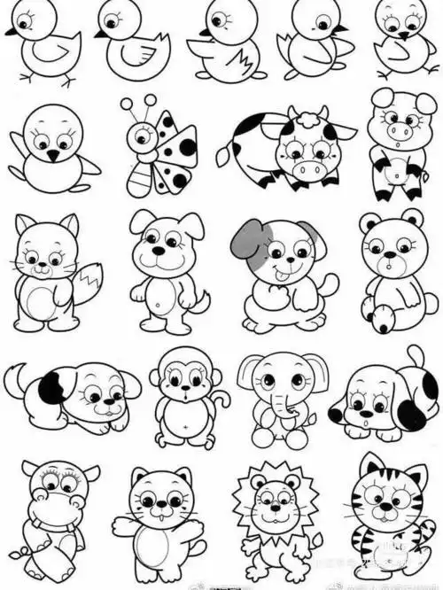 动物卡通简笔画矢量图