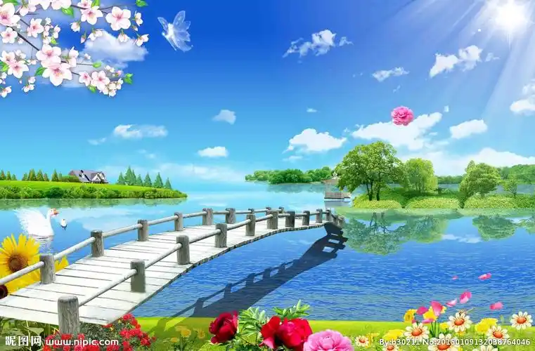 psd(cs3)颜色:rgb40共享分×关 键 词:蓝天 白云 鲜花 花朵 花儿 湖水