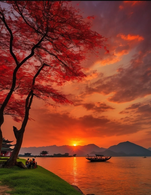 夕阳西下,余辉斑驳,渐渐消逝在天边.