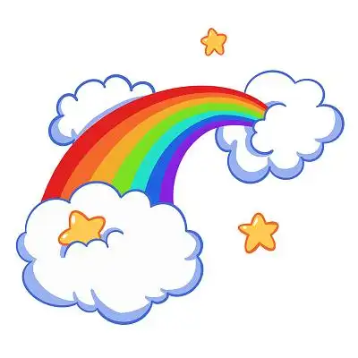 彩色卡通手绘彩虹云朵png素材元素